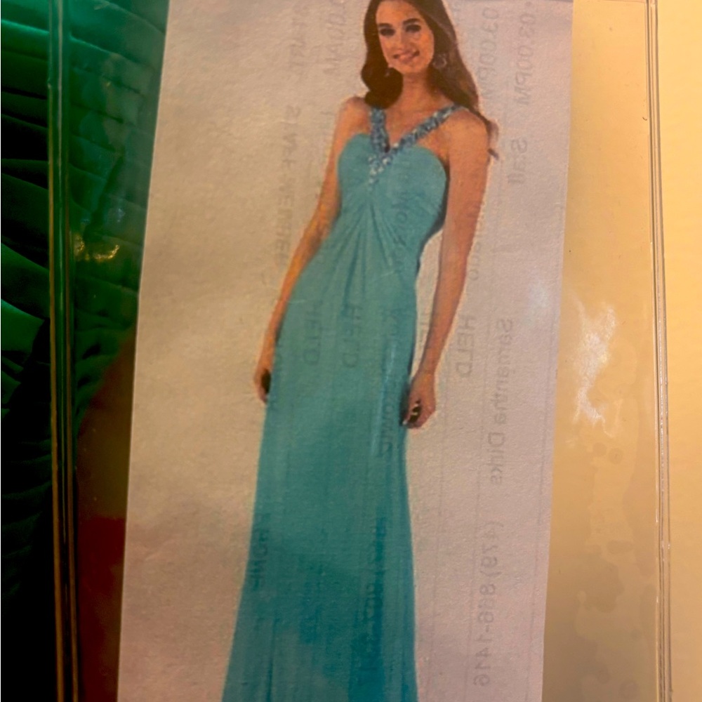Gown, brand new with tags, size 16, Forever Enchanted, green blue color